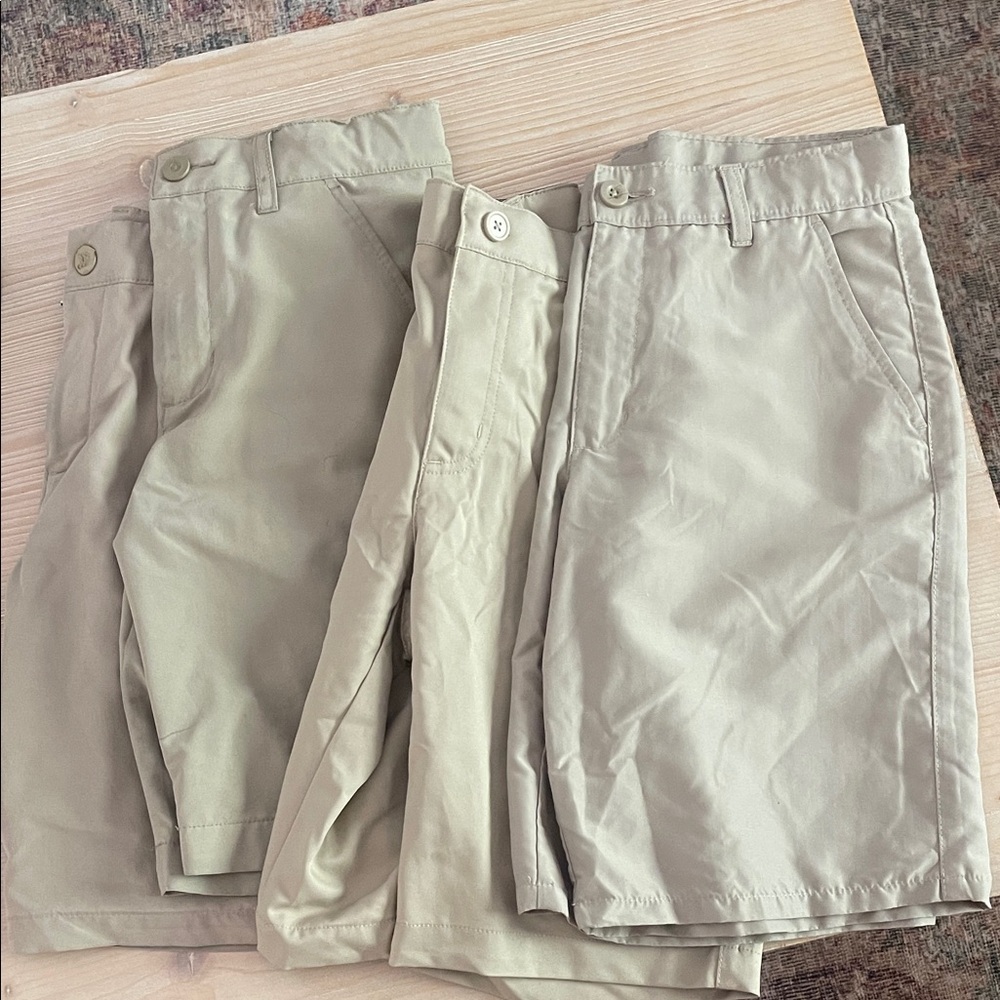 Bundle  5 khaki  School Uniform Shorts dri fit stretch fabric size 12/14